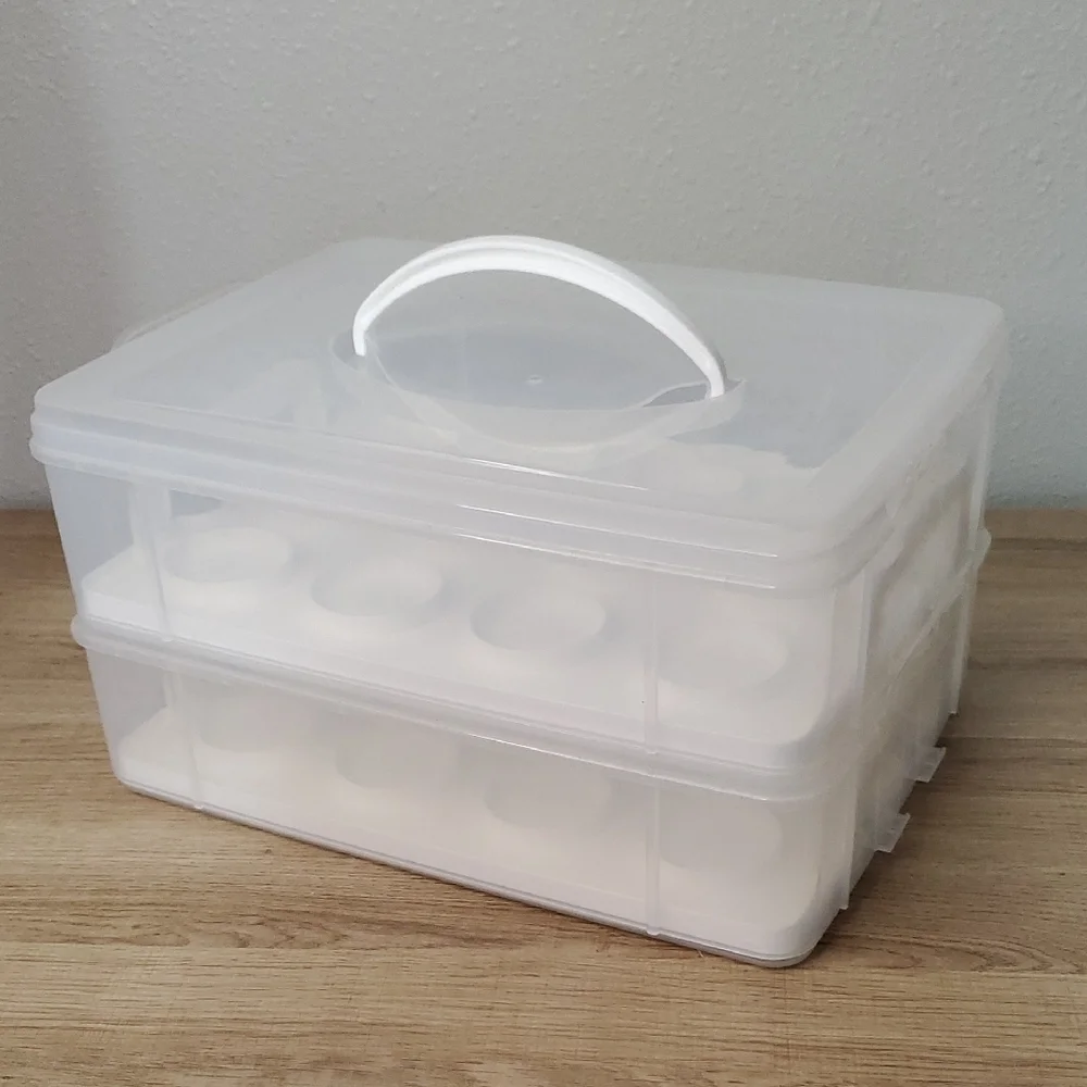 Clear Plastic 2-Tier Snapware Cupcake Cake Dessert Carrier Storage Container